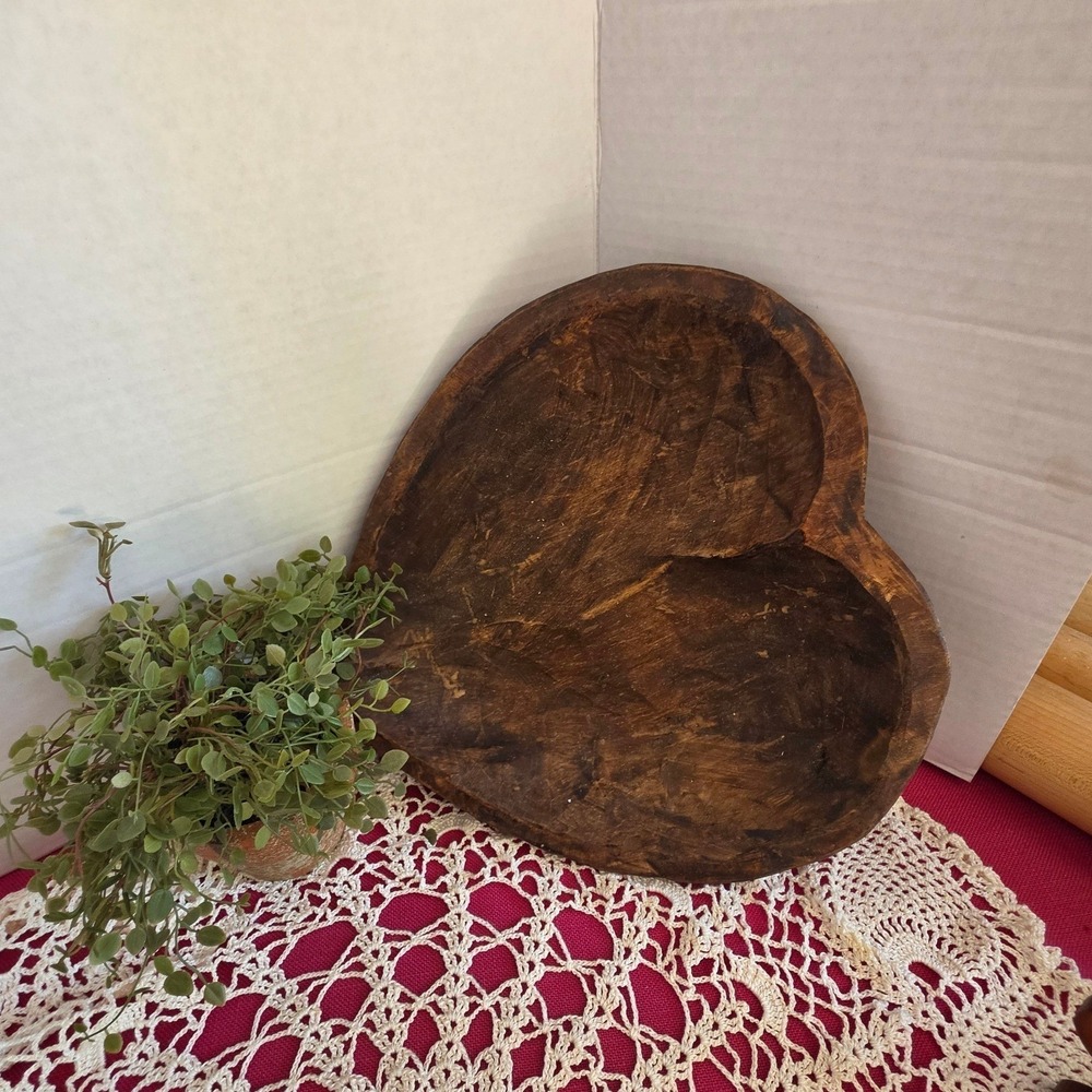 Rustic Heart Shaped Wood Dough bowl
